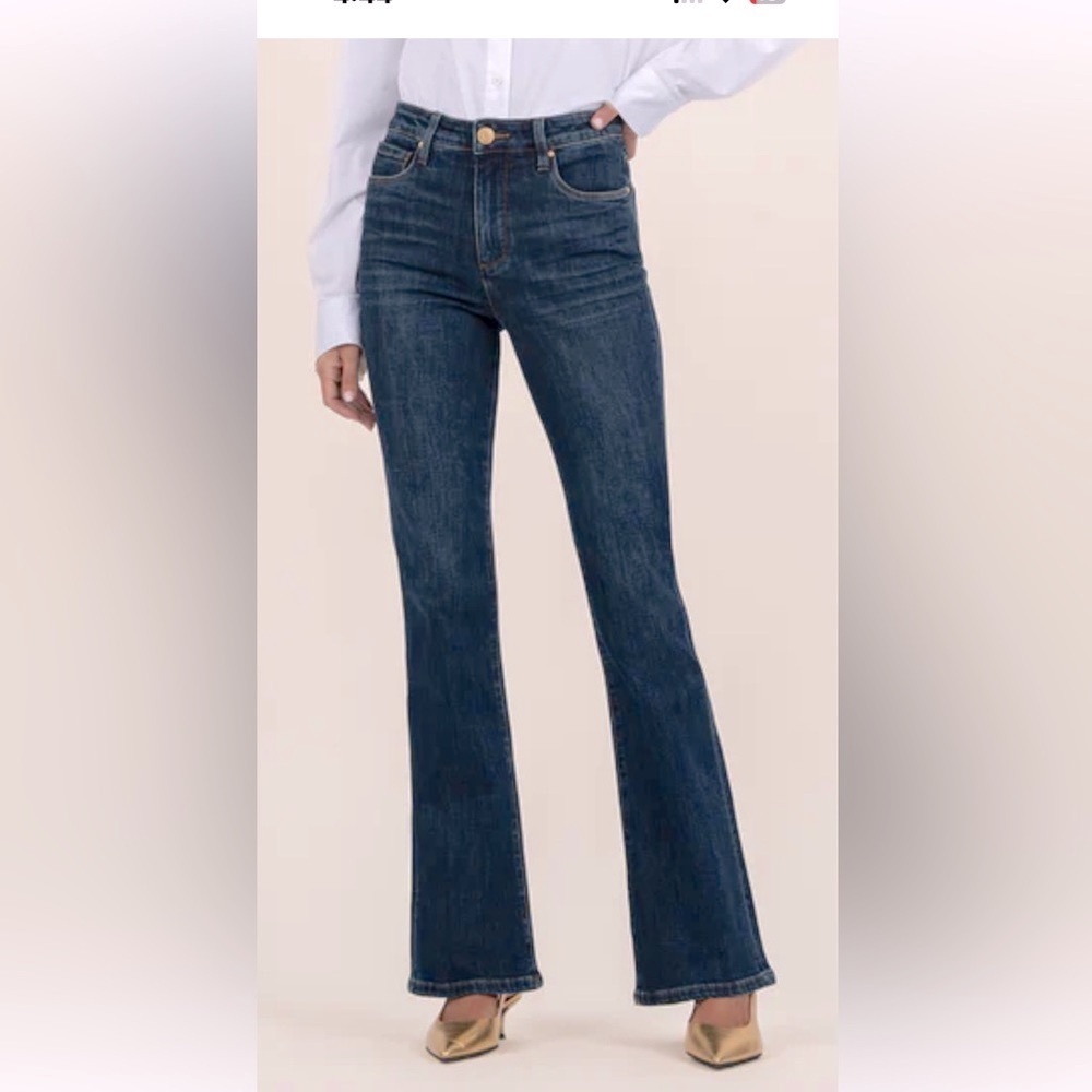 Kut From The Kloth Women's Dark wash Blue, high rise  Flared Jeans current style